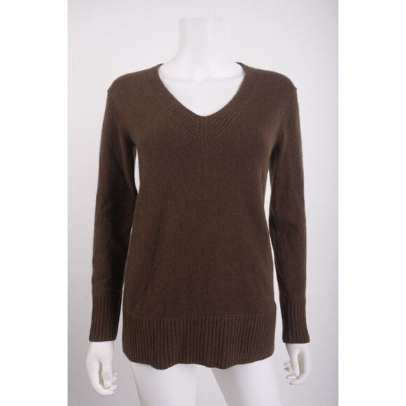 Vince Womens Cashmere Sweater V-Neck Pullover XXS Brown NWT - Picture 1 of 6